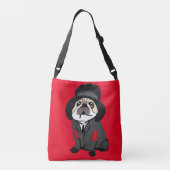 Niedlich Tote Bag Mops Hund Lover Hobo Elbow Patch Tragetaschen Mit Langen Trägern (Rückseite)