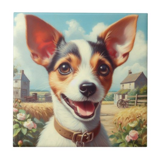 Niedlich Toy Fox Terrier Painting Fliese (Vorderseite)