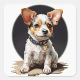 Niedlich Toy Fox Terrier Welpensticker Quadratischer Aufkleber
