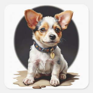 Niedlich Toy Fox Terrier Welpensticker Quadratischer Aufkleber