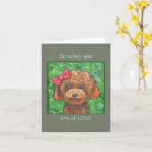 Niedlich Toy Poodle Hund schickt dir jede Menge Li Karte (Gelbe Blume)