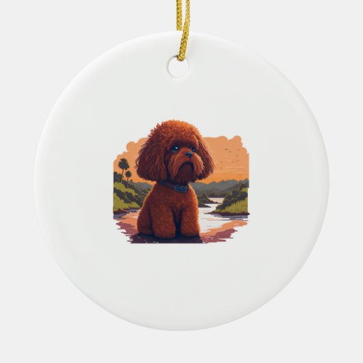 Niedlich Toy Poodle Keramik Ornament (Vorne)