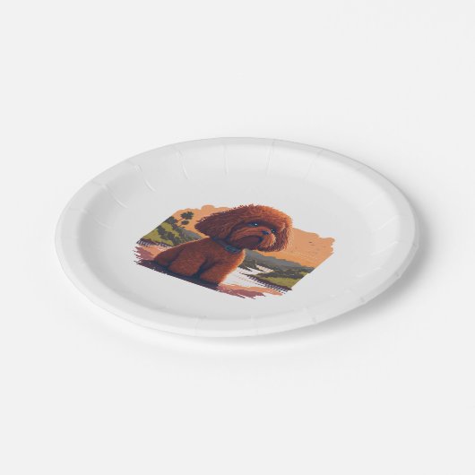 Niedlich Toy Poodle Pappteller (Schrägansicht)