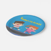 Niedlich Trampolin Kindergeburtstag Party Pappteller (Schrägansicht)