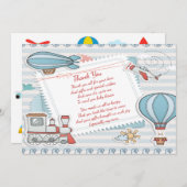 Niedlich Travel Themed Baby Boy Dusche Vielen Dank Dankeskarte (Vorne/Hinten)