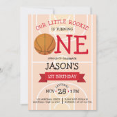 Niedlich Trendy Basketball Court & Ribbon 1. Gebur Einladung (Vorderseite)