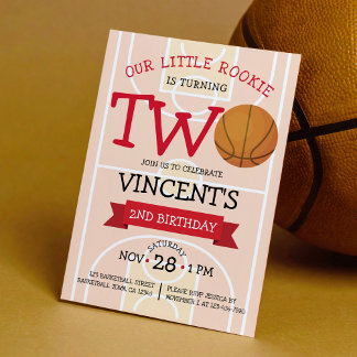 Niedlich Trendy Basketball Court & Ribbon 2. Gebur Einladung