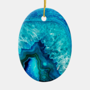Niedlich Trendy Bright Blue Türkise Crystal Geode Keramik Ornament