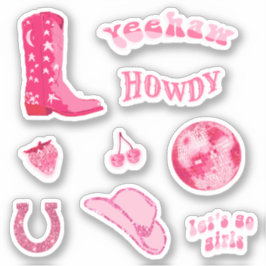 Niedlich Trendy Girly Pink Cowgirl 70er Ästhetisch Aufkleber