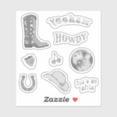 Niedlich Trendy Girly Silver Cowgirl 70er Ästhetis Aufkleber (Blatt)