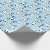 Niedlich Trendy Gnomes Winter Gold Blue Geschenkpapier (Ecke)