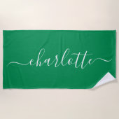 Niedlich Trendy Kelly Green Script Name Personalis Strandtuch (Vorderseite)