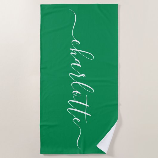 Niedlich Trendy Kelly Green Script Name Personalis Strandtuch (Vorderseite)