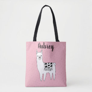 Niedlich Trendy Llama Sketch & Name Tasche
