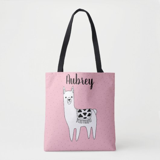 Niedlich Trendy Llama Sketch & Name Tasche (Vorderseite)