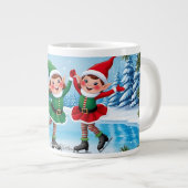 Niedlich Trendy Moderne Moderne Funny Frohe Weihna Jumbo-Tasse (Vorderseite Rechts)