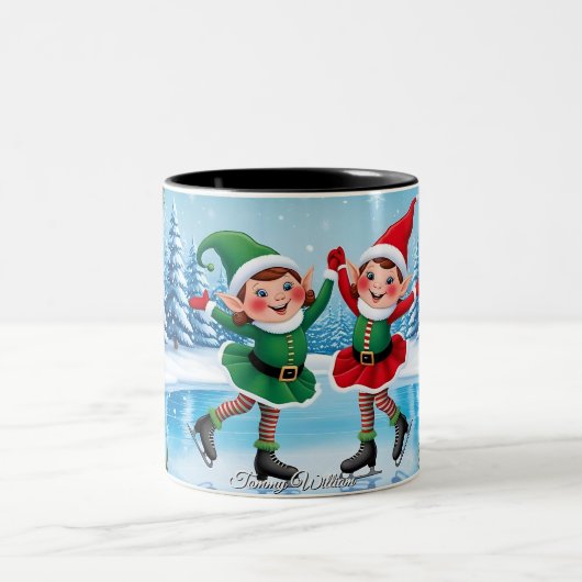 Niedlich Trendy Moderne Moderne Funny Frohe Weihna Zweifarbige Tasse (Mittel)