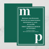 Niedlich Trendy Monogram Emerald Green Wedding Einladung (Vorne/Hinten)