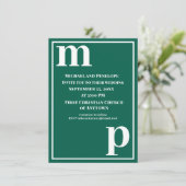 Niedlich Trendy Monogram Emerald Green Wedding Einladung (Stehend Vorderseite)