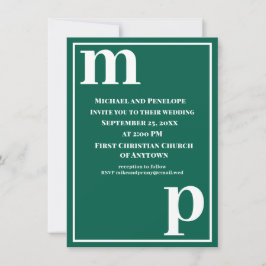 Niedlich Trendy Monogram Emerald Green Wedding Einladung