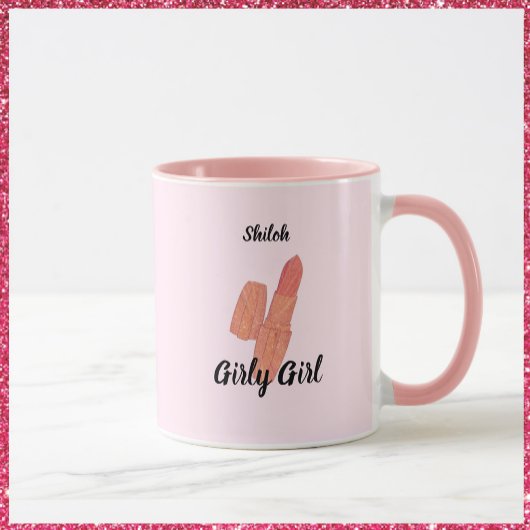 Niedlich Trendy Pink Lipstick Girly Girly Girl Tasse