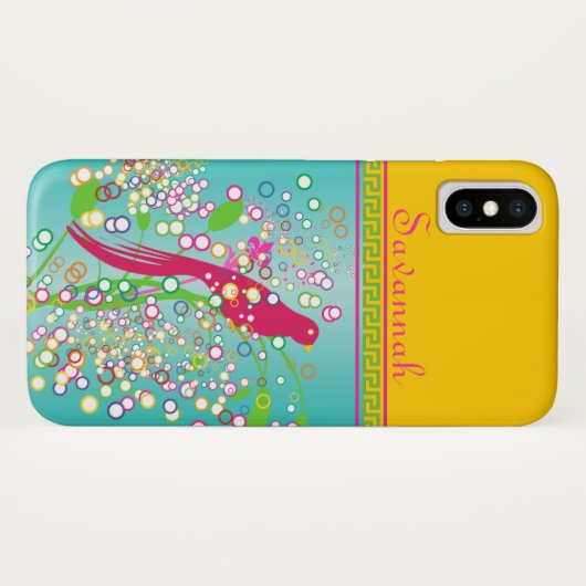Niedlich Trendy Pink Schlucken Bird Circle Burst A Case-Mate iPhone Hülle (Rückseite (Horizontal))