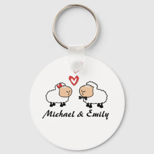 Niedlich trendy Schafe in Liebe personalisiert Schlüsselanhänger
