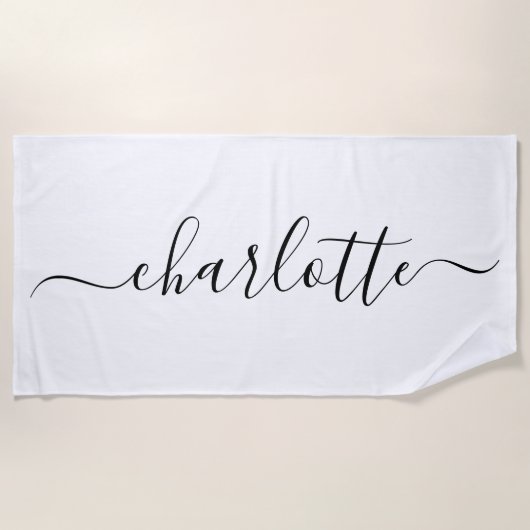 Niedlich Trendy Script Name Personalisiert White Strandtuch (Vorderseite)