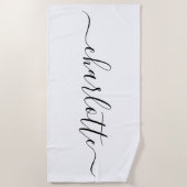 Niedlich Trendy Script Name Personalisiert White Strandtuch (Vorderseite)
