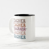 Niedlich Trendy Teacher Pastel gestapelt Zweifarbige Tasse (Vorderseite Links)