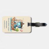 Niedlich Trex Dino Bootspapitän Gepäckanhänger (Rückseite horizontal)