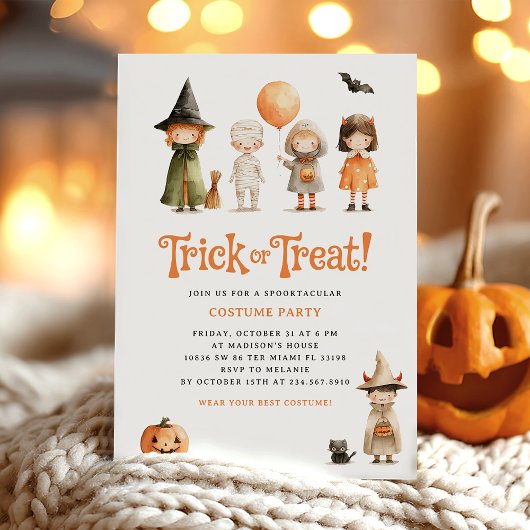 Niedlich Trick Halloween Kids Party Einladung