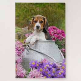 Niedlich Tricolor Beagle Hund Welpe in Churn - Jig Puzzle