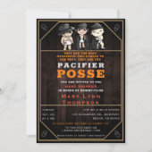 Niedlich Triplets Schnuller Posse Wild West Baby D Einladung (Vorderseite)