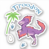 Niedlich Troodon Aufkleber (Vorderseite)