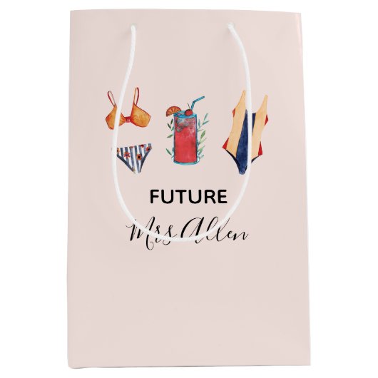 Niedlich Tropical Swim Brautparty Geschenktasche Mittlere Geschenktüte (Vorderseite)