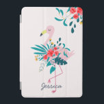 Niedlich tropisches Flamingo Personalisiert iPad Mini Hülle<br><div class="desc">Hübscher floraler Flamingo personalisierter Fall.</div>