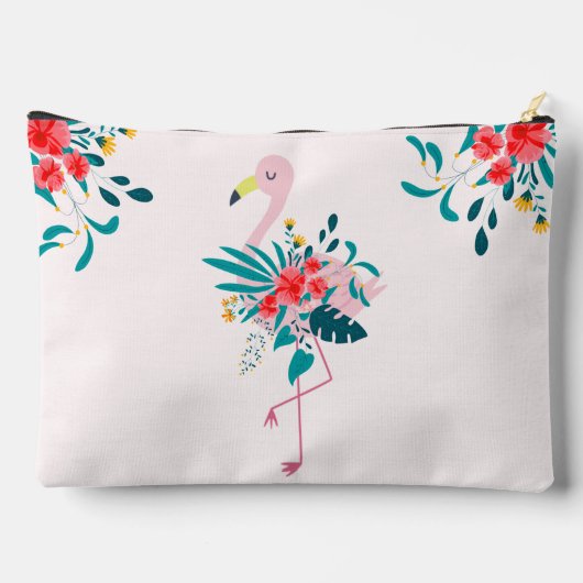 Niedlich tropisches Flamingo Personalisiert Zubehörtasche (Rückseite)