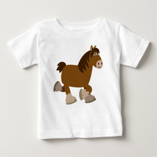 Niedlich Trotting Cartoon Shire Horse Baby T - Shi Baby T-shirt (Vorderseite)