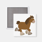 Niedlich Trotting Cartoon Shire Horse Magnet (Vorderseite/Rückseite)