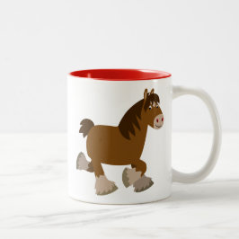 Niedlich Trotting Cartoon Shire Horse Tasse