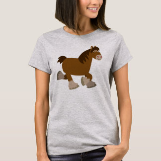 Niedlich Trotting Cartoon Shire Horse Women T - Sh T-Shirt