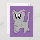 Niedlich Trotting Scruffy Cartoon Gray Kitten Postkarte (Vorne/Hinten)