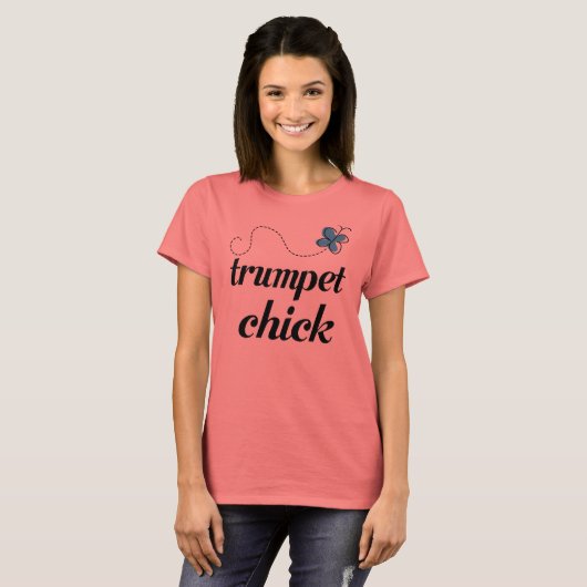 Niedlich Trumpet Chick Blue T-Shirt (Vorne ganz)