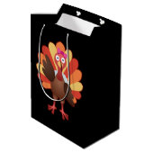 Niedlich Turkey Girl Gobble - Erntedank-Geschenk Mittlere Geschenktüte (Rückseite Schrägansicht)