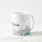 Niedlich Türkis Blue Boho Kaffeetasse (VorderseiteRechts)