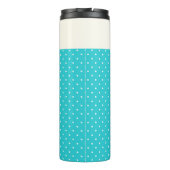 Niedlich Türkis Blue Polka Dots Personalisiert Thermosbecher (Rückseite)