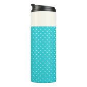 Niedlich Türkis Blue Polka Dots Personalisiert Thermosbecher (Nach rechts gedreht)
