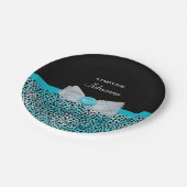 Niedlich türkis Cheetah Print Frilly Bow Party Nam Pappteller (Schrägansicht)