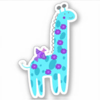 Niedlich Türkis Giraffe Lila Folk Art Bird Laptop